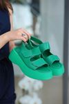 Modric Kalın Tabanlı Cırtlı Sandalet Yeşil